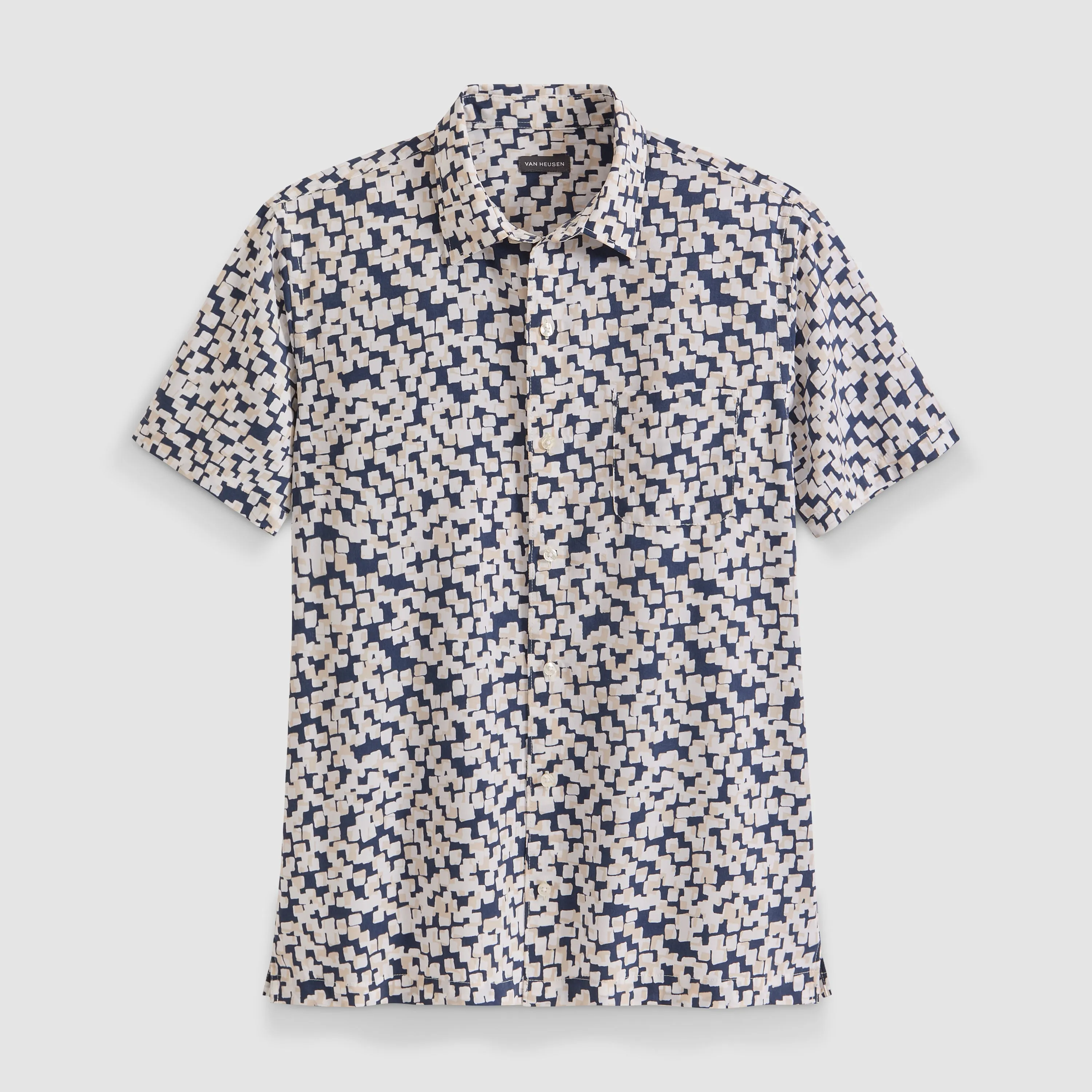 Big & Tall Weekend Short Sleeve Camp Shadow Print Shirt sold by Van Heusen product image thumbnail 5