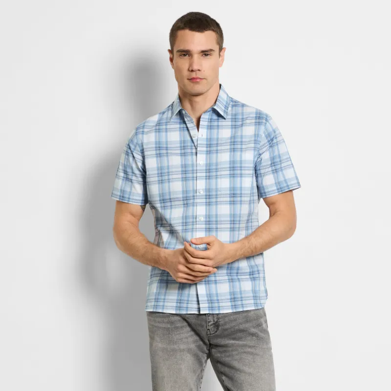 Folsen Short Sleeve Stain Shield Multi Grid - Slim Fit sold by Van Heusen