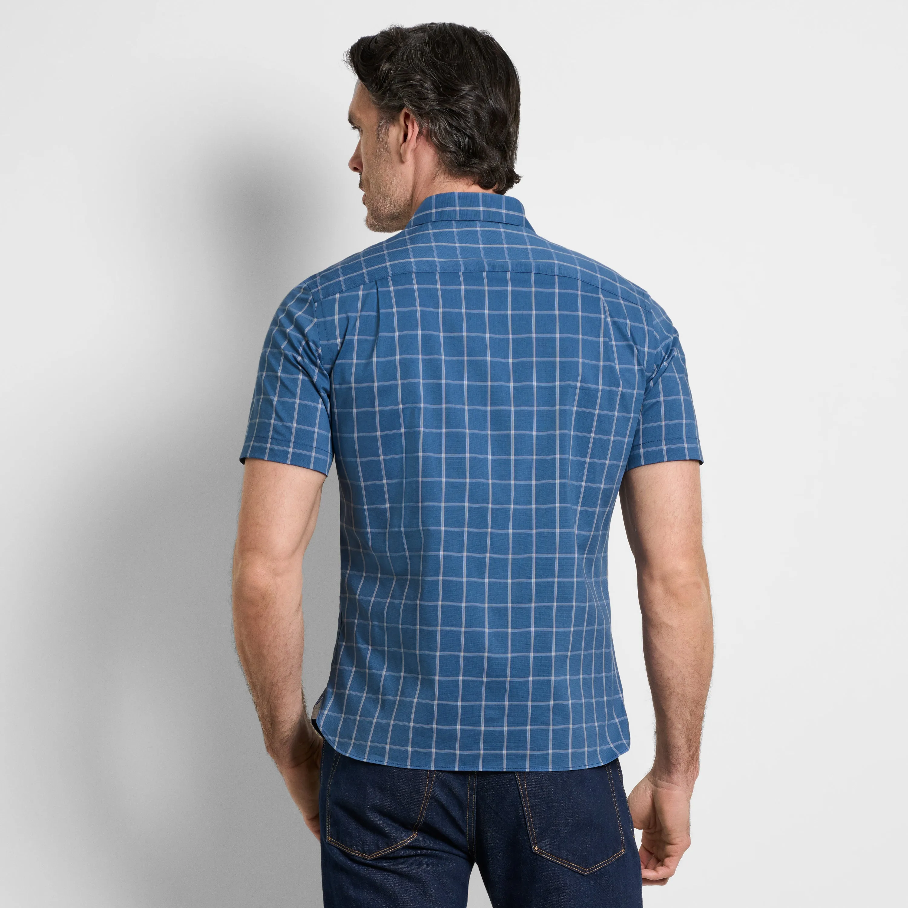 Folsen Short Sleeve Stain Shield Shirt Grid Print - Slim Fit sold by Van Heusen product image thumbnail 5