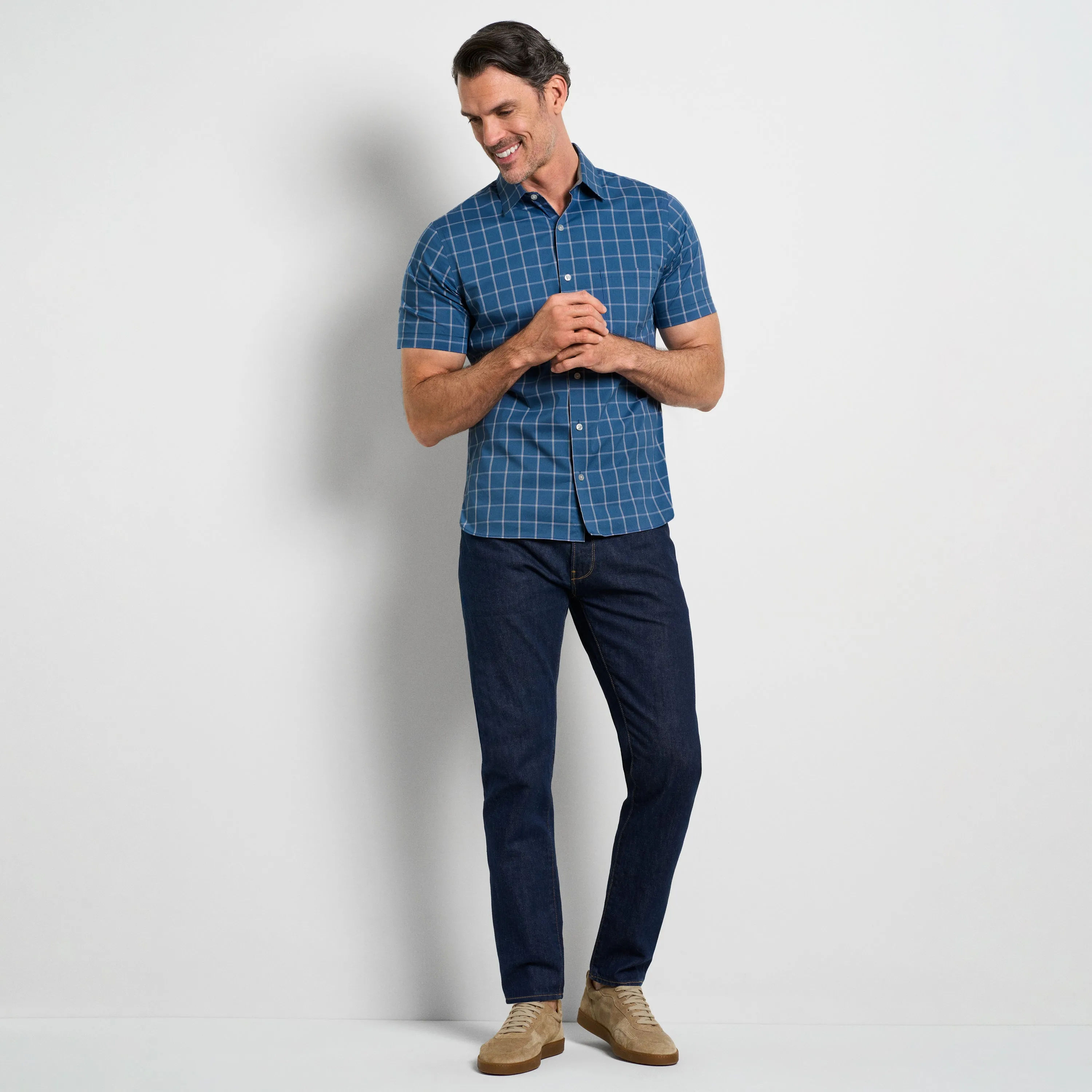 Folsen Short Sleeve Stain Shield Shirt Grid Print - Slim Fit sold by Van Heusen product image thumbnail 2