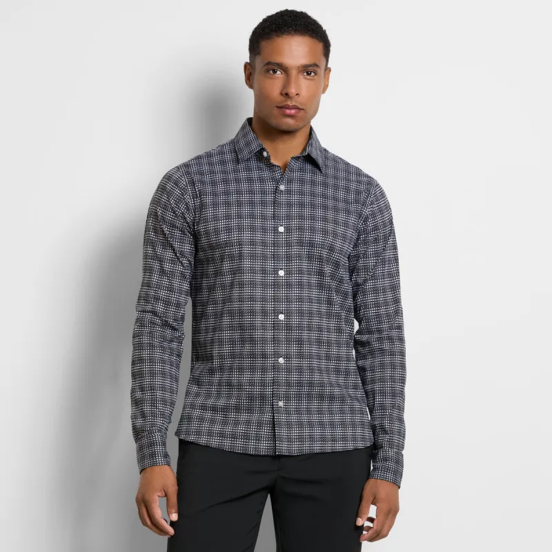 Performance Woven Long Sleeve Button Up Top Check Print – Slim Fit sold by Van Heusen