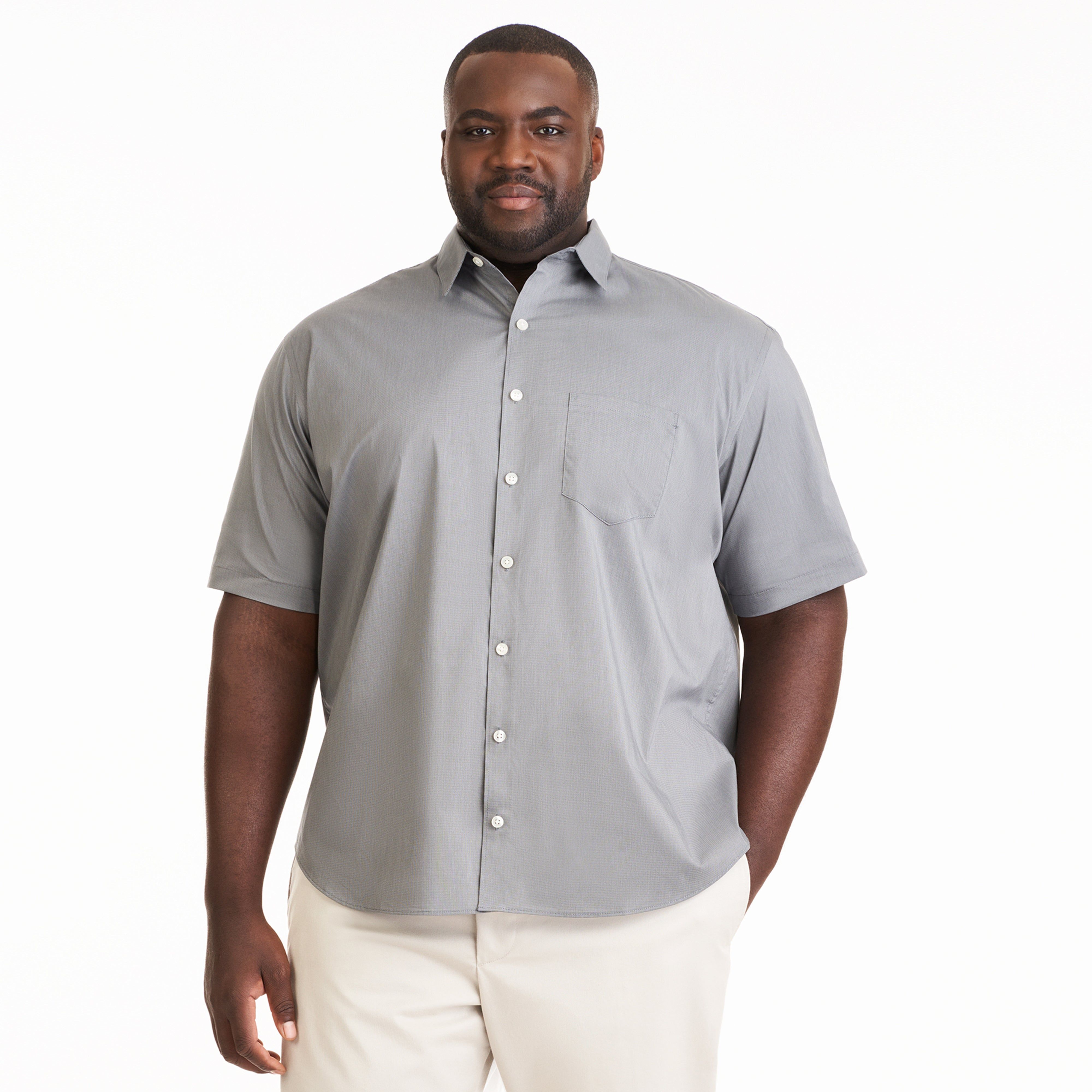 Essential Stain Shield Woven Solid Short Sleeve Shirt - Big & Tall sold by Van Heusen product image thumbnail 5