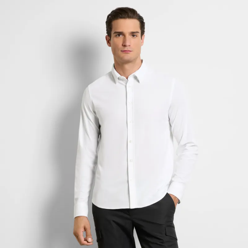 Performance Knit Long Sleeve Solid Button Up Top – Slim Fit sold by Van Heusen