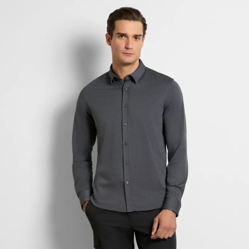 Performance Knit Long Sleeve Solid Button Up Top – Slim Fit sold by Van Heusen
