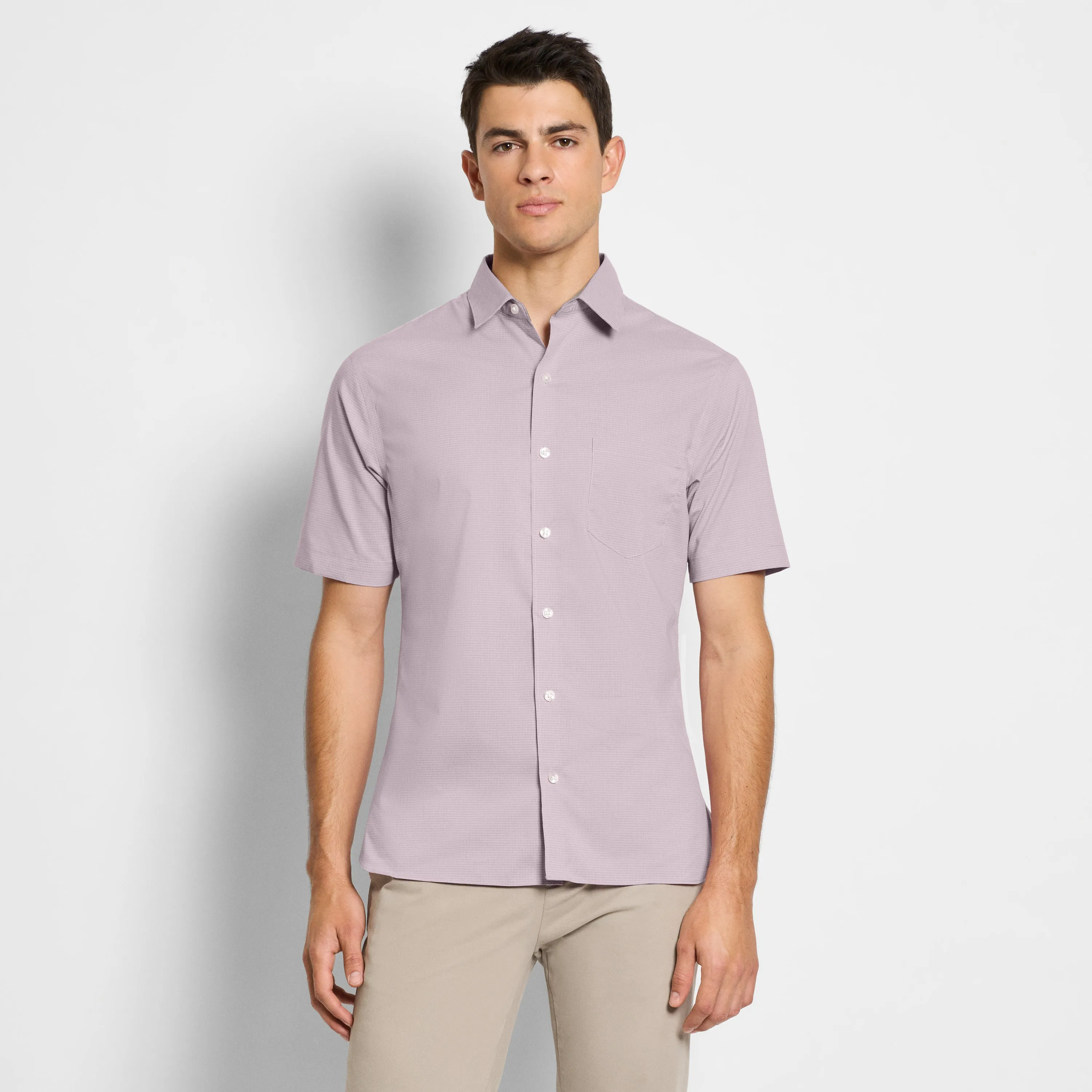 Folsen Short Sleeve Stain Shield Texture Solid - Slim Fit sold by Van Heusen