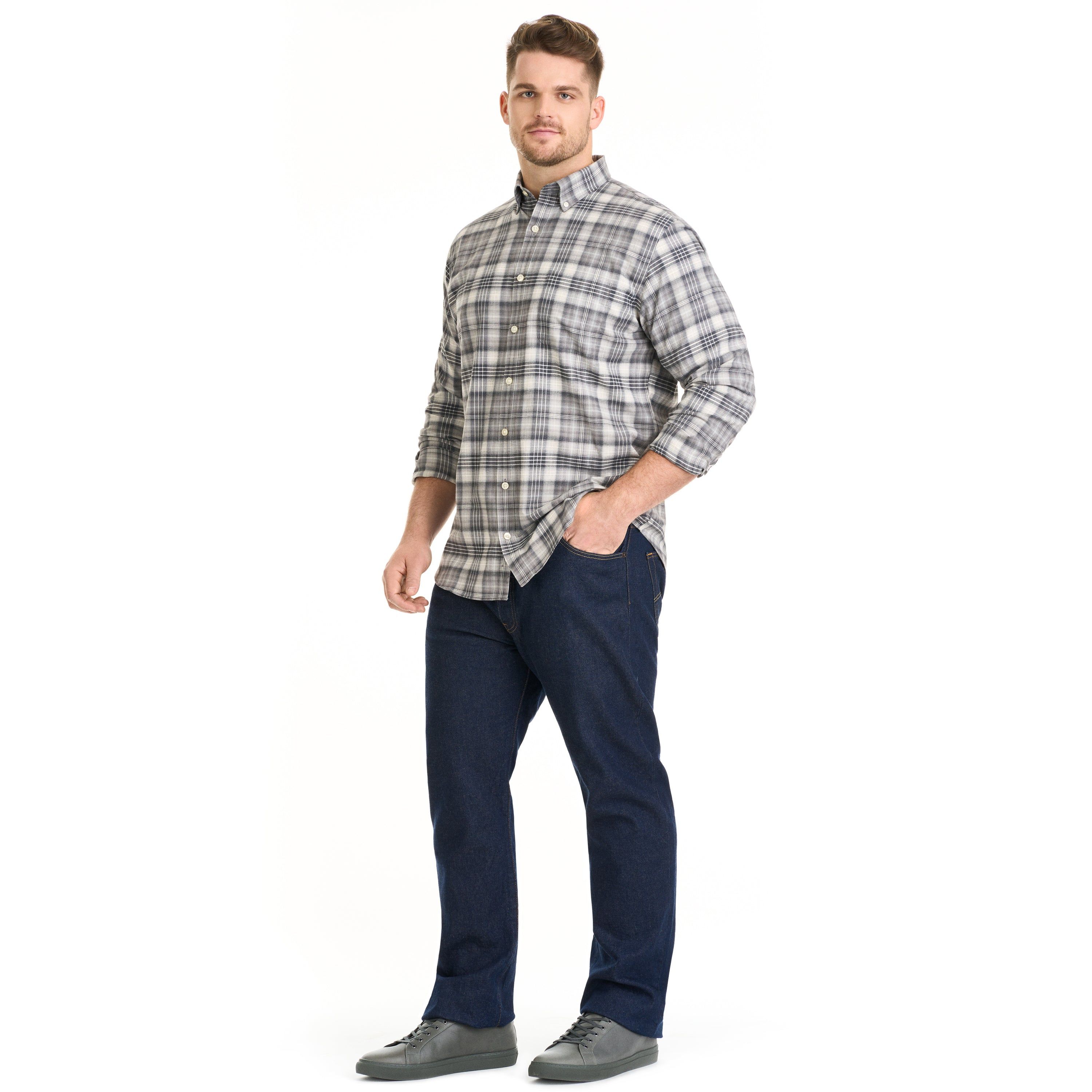 Weekend Twill Ombre Plaid Long Sleeve Button Up Top – Big and Tall sold by Van Heusen product image thumbnail 2
