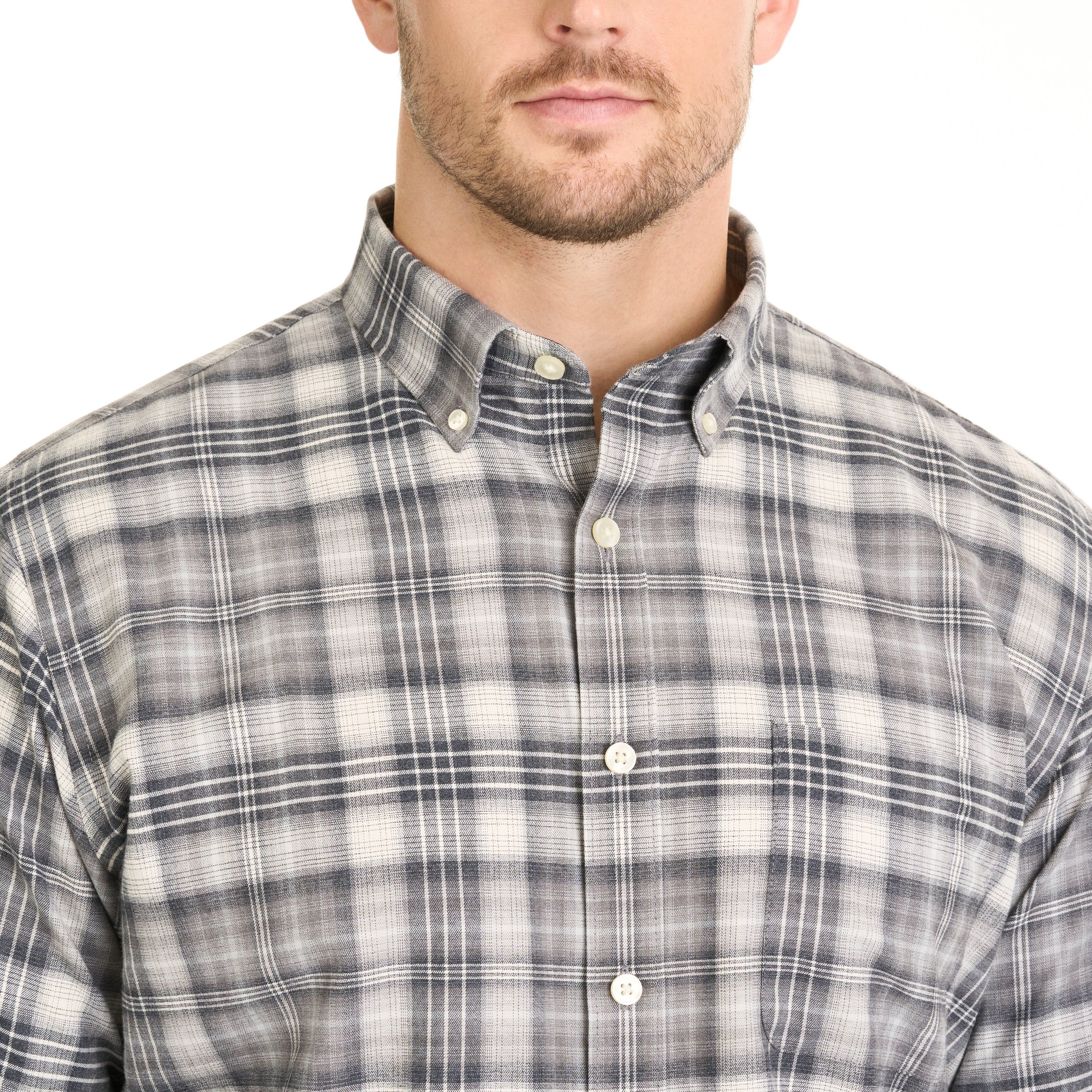 Weekend Twill Ombre Plaid Long Sleeve Button Up Top – Big and Tall sold by Van Heusen product image thumbnail 3