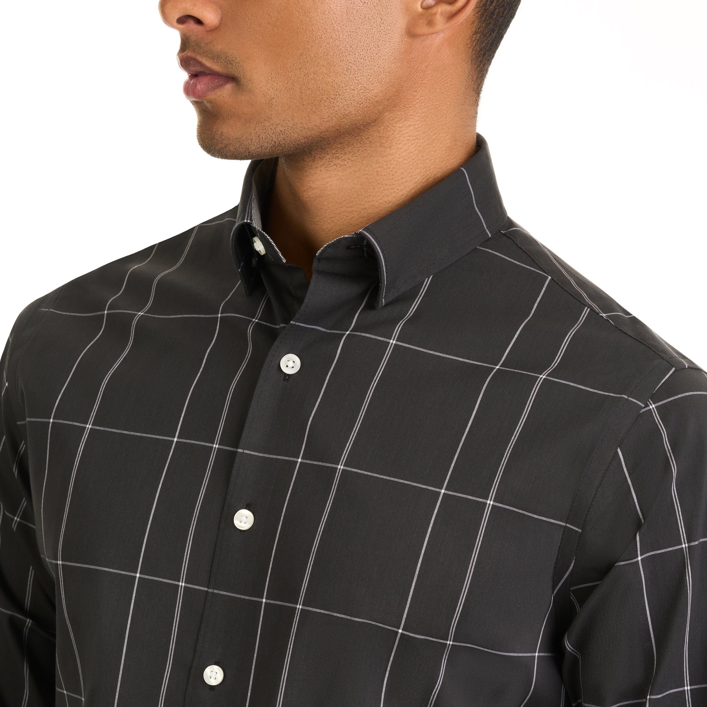 Essential Stain Shield Shirt Long Sleeve Wovens Minimal Plaid Print - Slim Fit sold by Van Heusen product image thumbnail 4