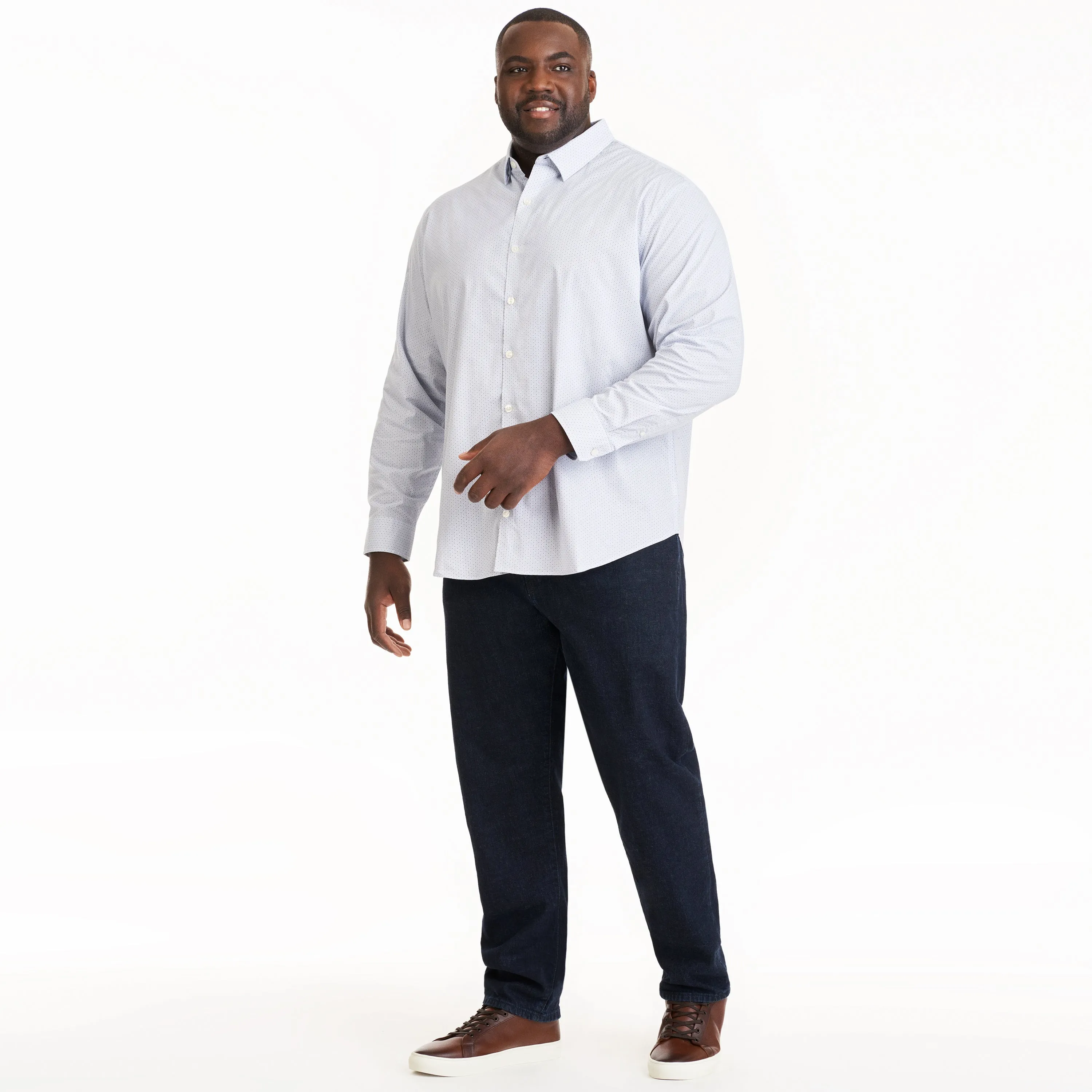 Essential Stain Shield Geo Print Woven Long Sleeve Shirt - Big & Tall sold by Van Heusen product image thumbnail 2