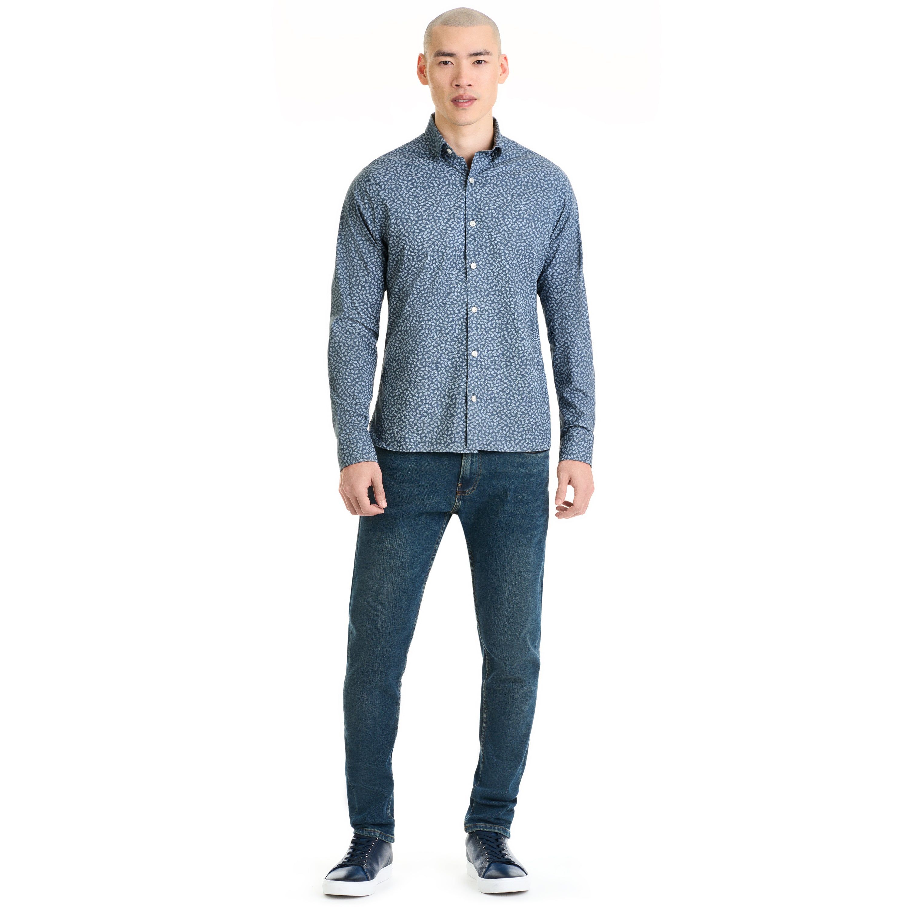 Essential Stain Shield Shirt Long Sleeve Wovens Gingham Leaf Print - Slim Fit sold by Van Heusen product image thumbnail 2