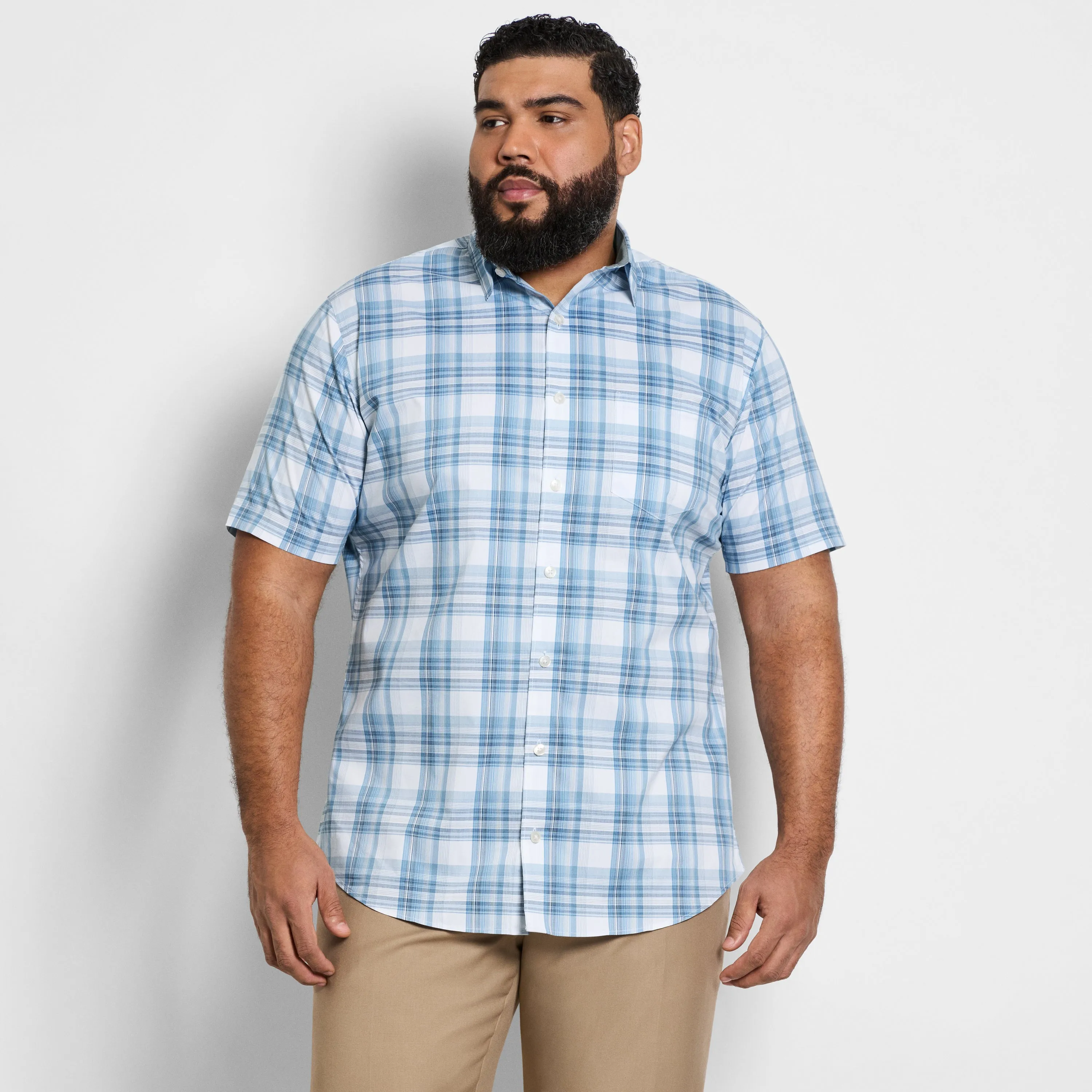 Folsen Short Sleeve Stain Shield Multi Grid - Big & Tall sold by Van Heusen