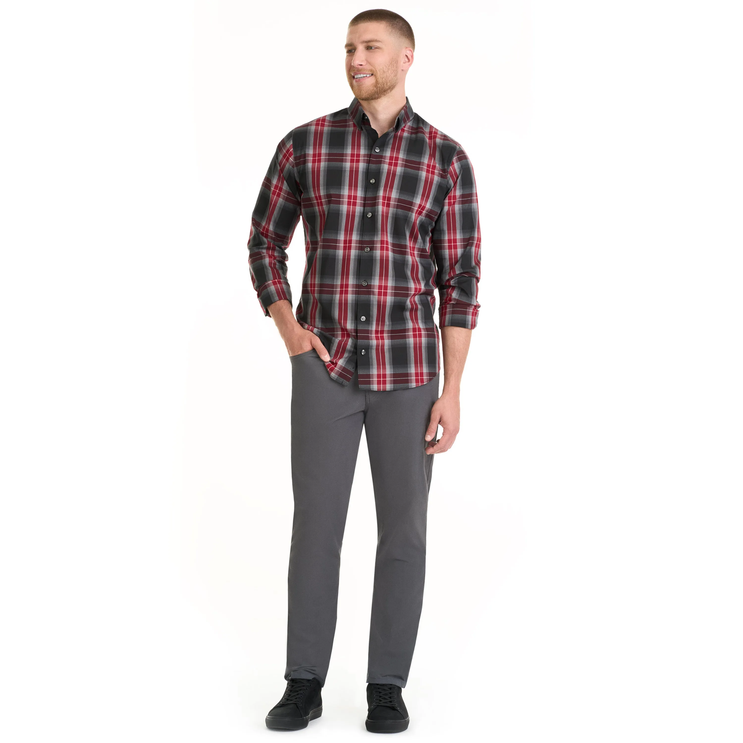 Essential Stain Shield Wovens Charcoal Plaid - Big & Tall sold by Van Heusen product image thumbnail 2