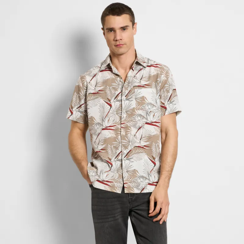 Weekend Short Sleeve Camp Paradise Print Shirt - Regular Fit sold by Van Heusen