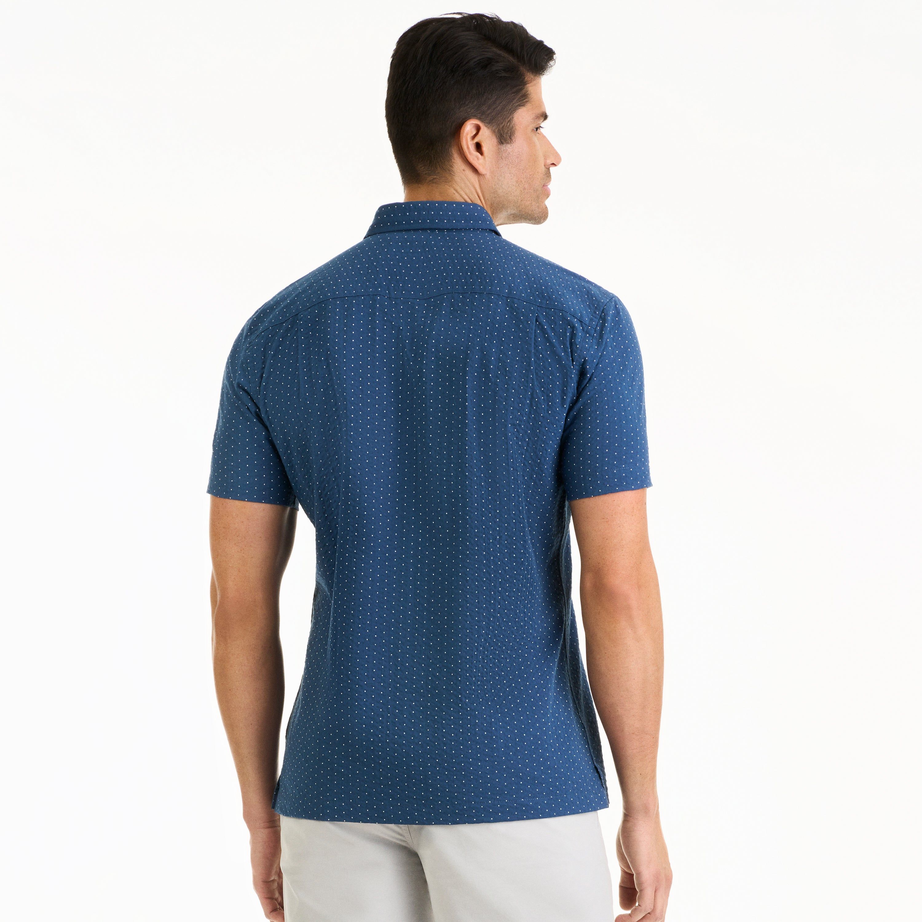 Weekend Seersucker Print Short Sleeve Camp Shirt – Regular Fit sold by Van Heusen product image thumbnail 4