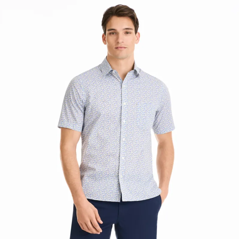 Essential Stain Shield Water Color Floral Print Short Sleeve Shirt - Slim Fit sold by Van Heusen