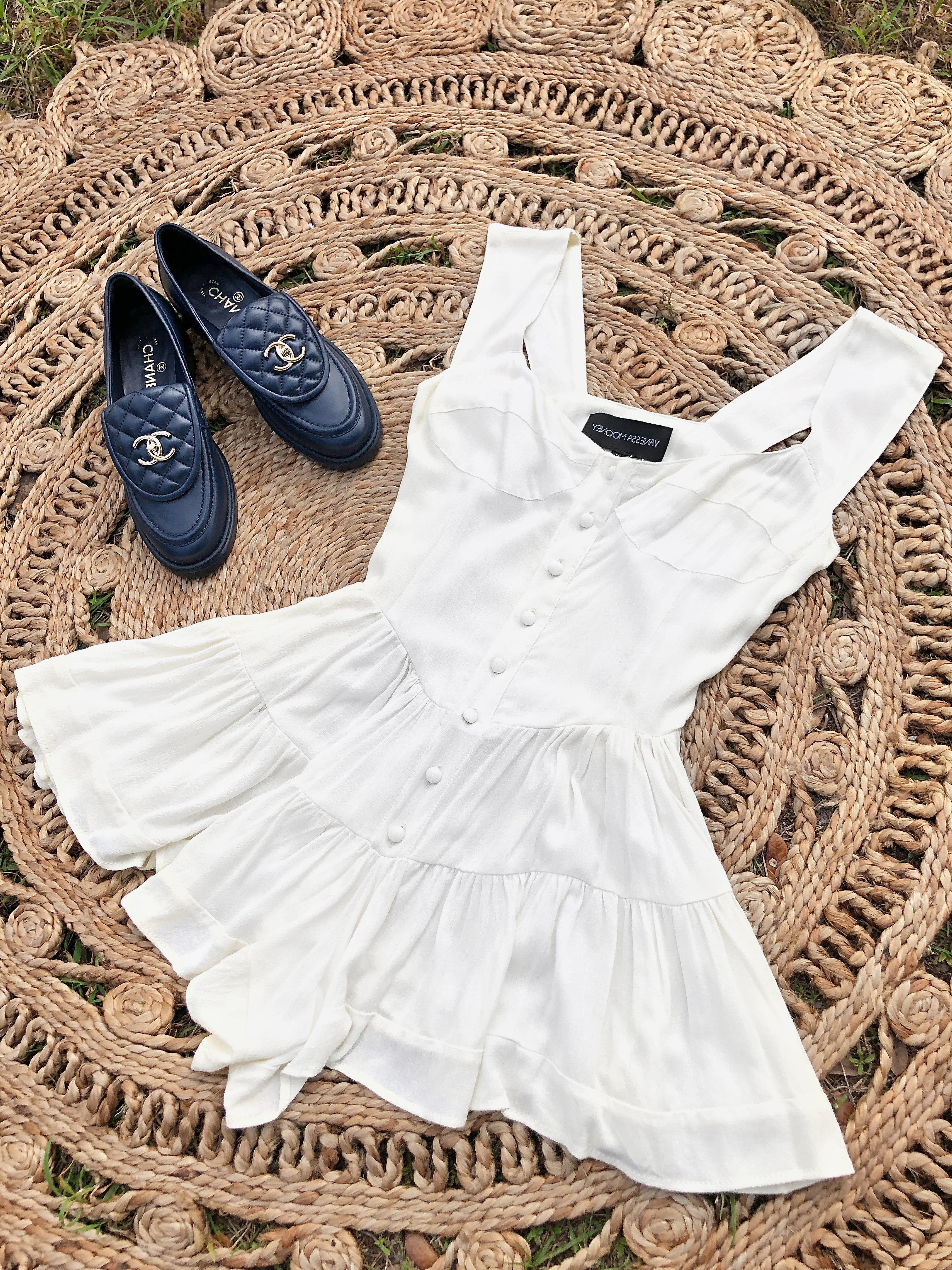 SAMPLE: The Elisabeth Romper Dress - White Silk sold by Vanessa Mooney product image thumbnail 2