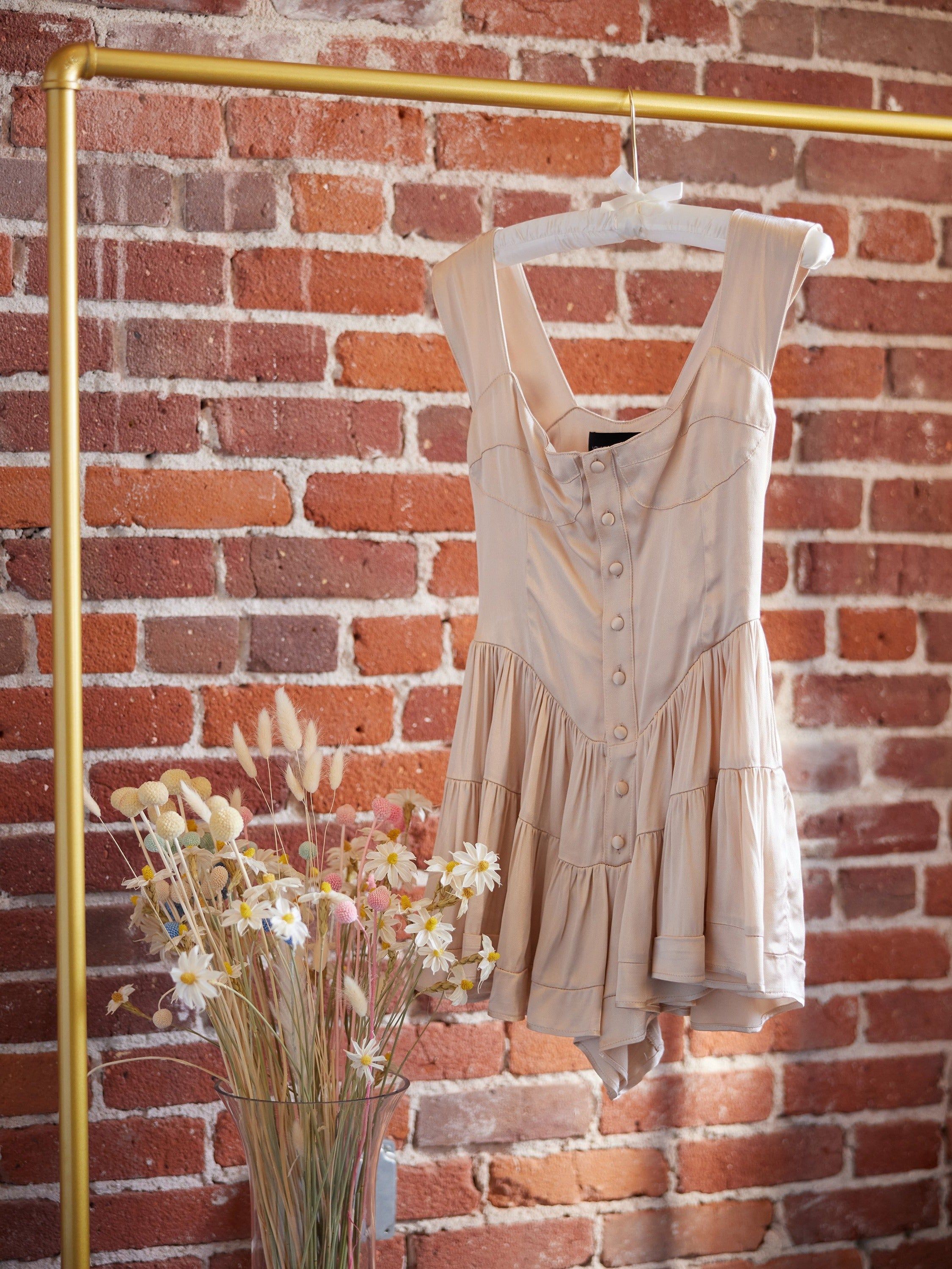 SAMPLE: The Elisabeth Romper Dress - Cream Satin sold by Vanessa Mooney product image thumbnail 4