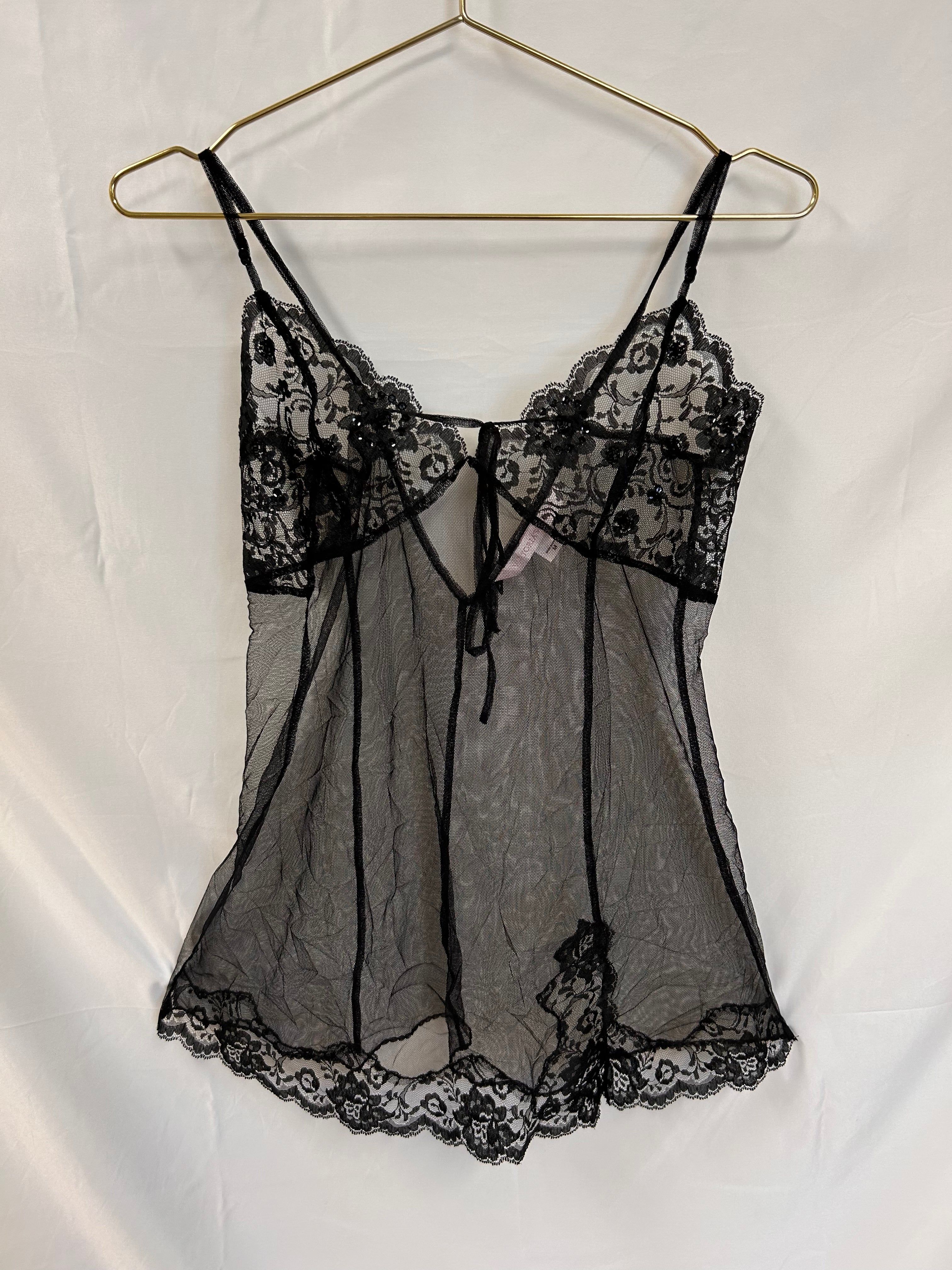 Vintage: Victoria’s Secret Y2K Lace & Mesh Slip sold by Vanessa Mooney