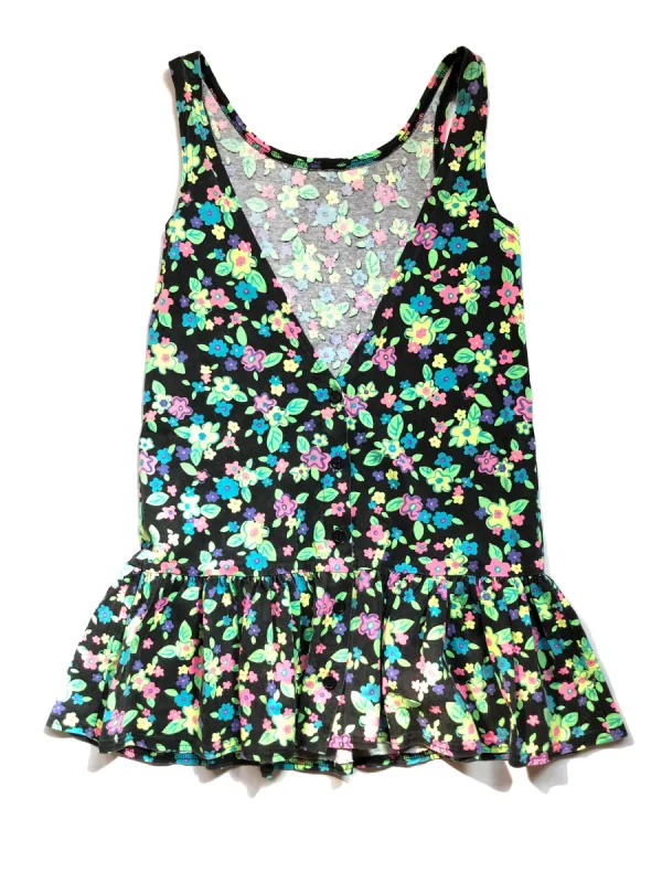 VINTAGE: Neon Floral Mini Dress sold by Vanessa Mooney