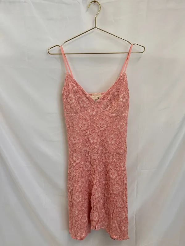 VINTAGE: Rhapsody Baby Pink Lacey Spaghetti Strap Dress sold by Vanessa Mooney