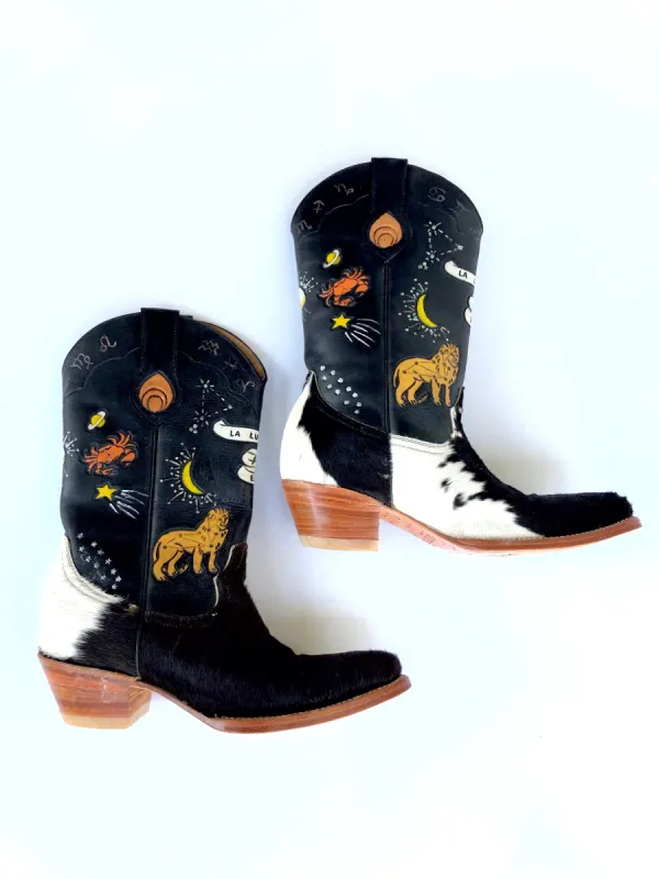 Vintage: Brother Vellies Cowhide & Astrology Cowgirl Boots sold by Vanessa Mooney