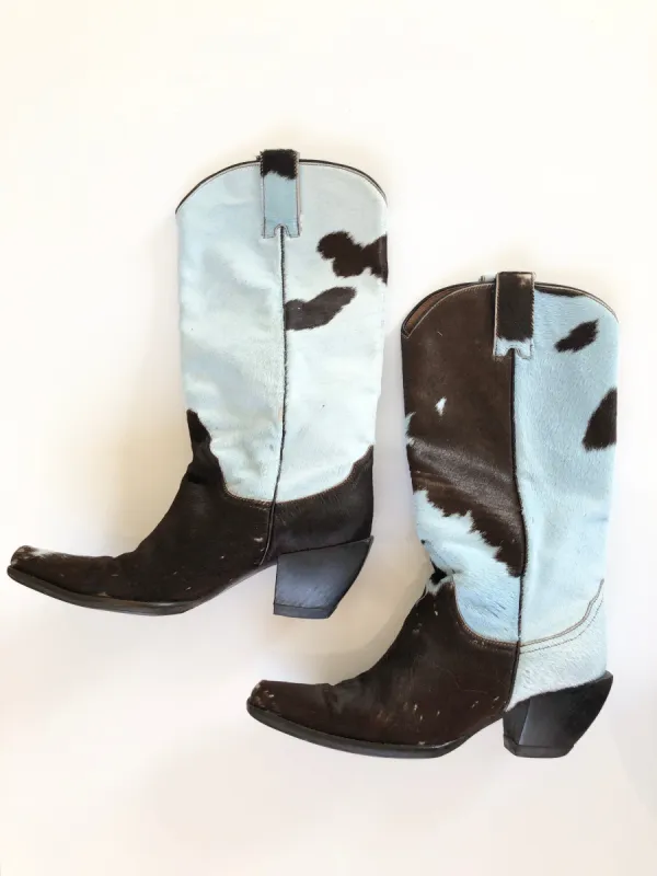 VINTAGE: Blue Cowhide Cowboy Boots sold by Vanessa Mooney