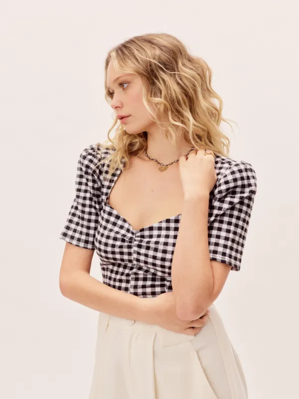 The Lisette Top - Black Gingham sold by Vanessa Mooney