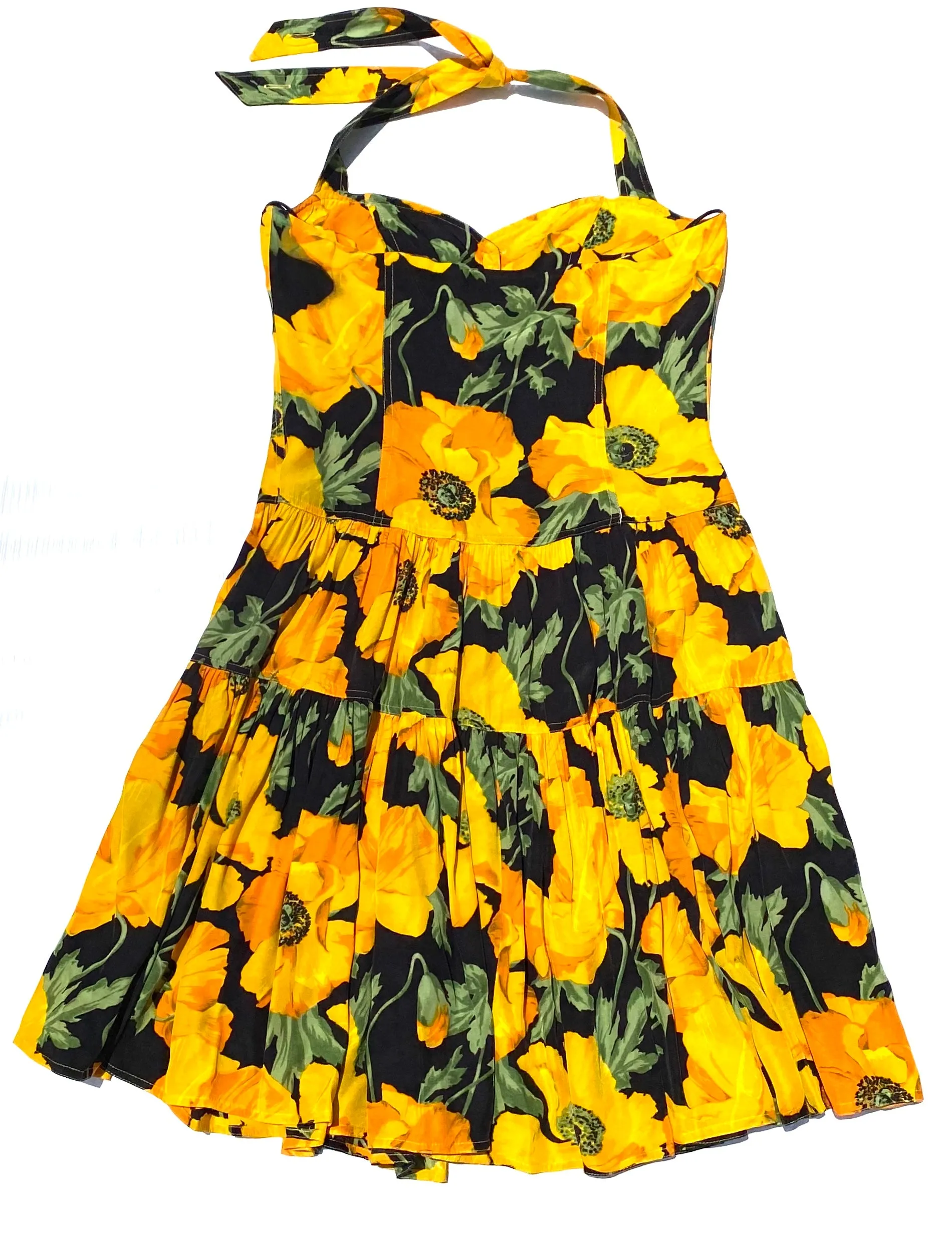 VINTAGE: Halter Dress - Yellow Poppy sold by Vanessa Mooney product image thumbnail 4