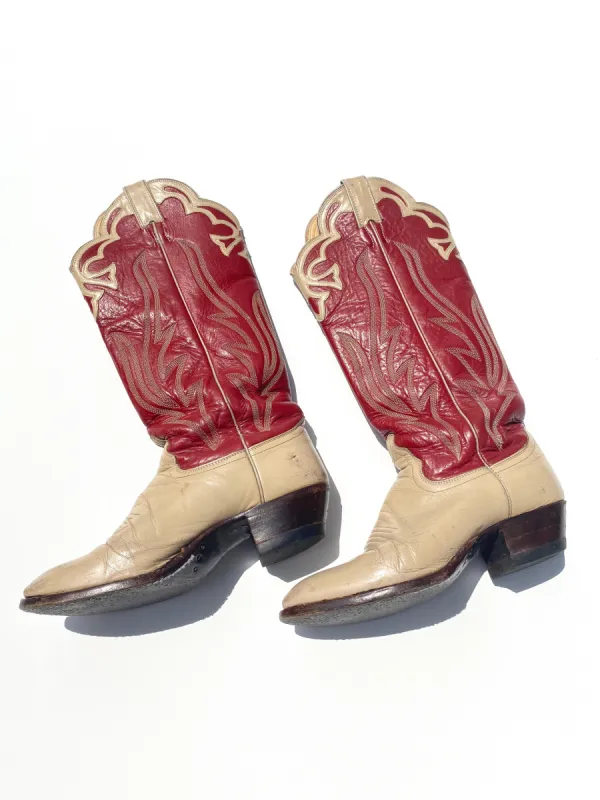 VINTAGE: Western Boots - Red & Tan sold by Vanessa Mooney