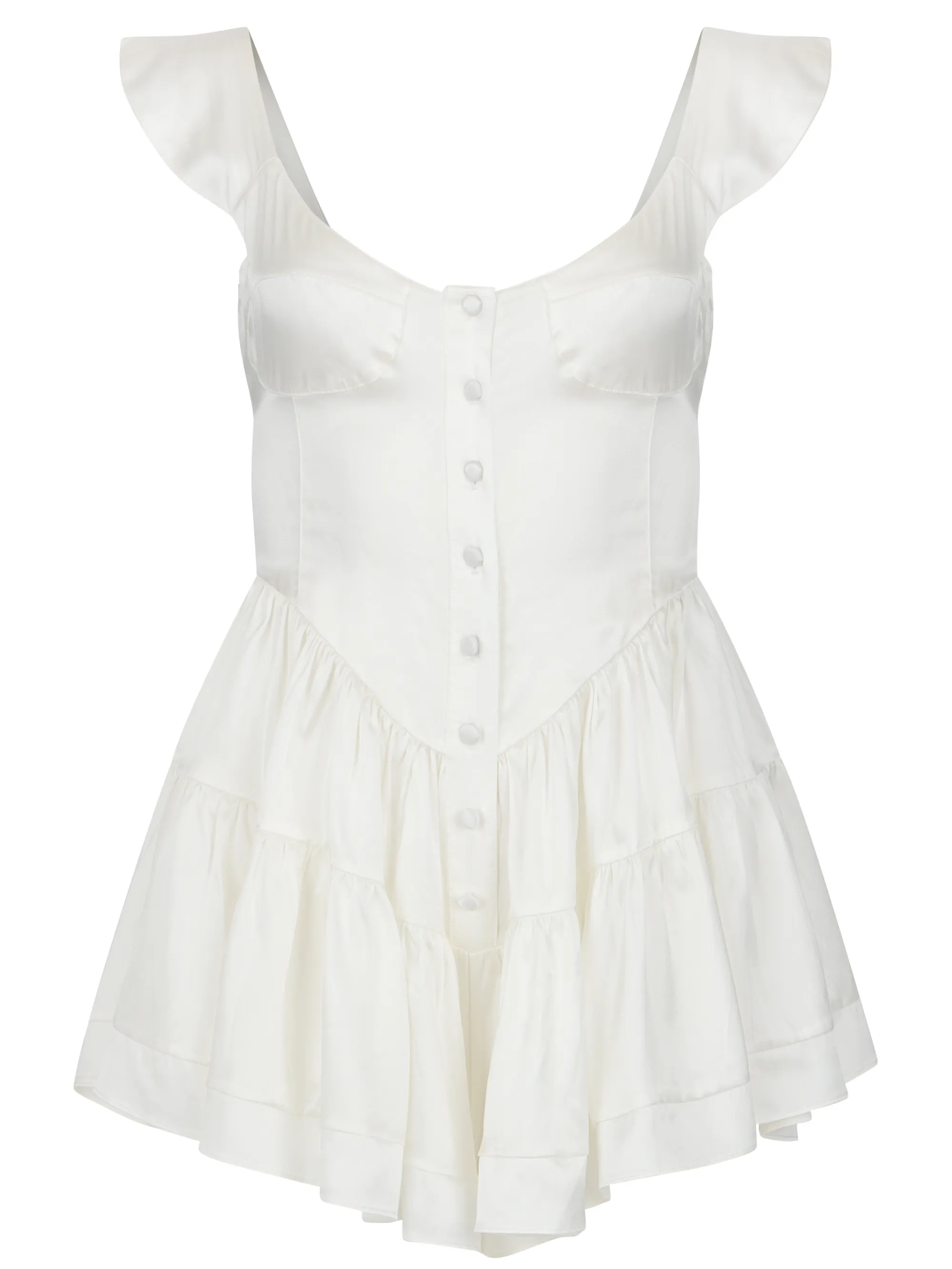 The Elisabeth Romper Dress - White Silk sold by Vanessa Mooney