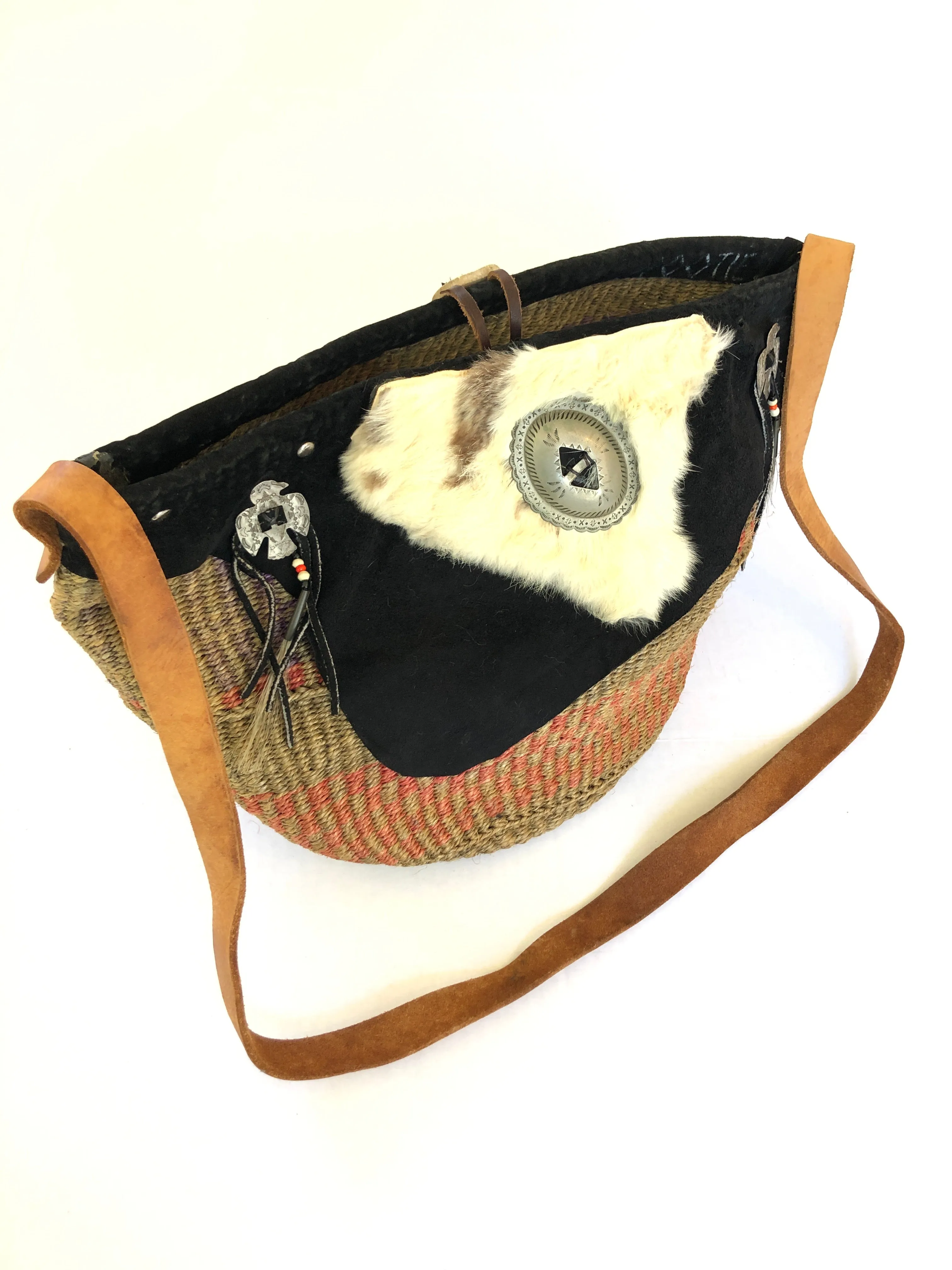 VINTAGE: '80s Handwoven Leather Bag sold by Vanessa Mooney product image thumbnail 2
