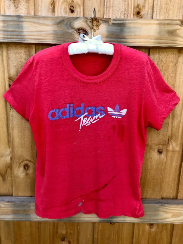 VINTAGE: Red Adidas T-Shirt sold by Vanessa Mooney