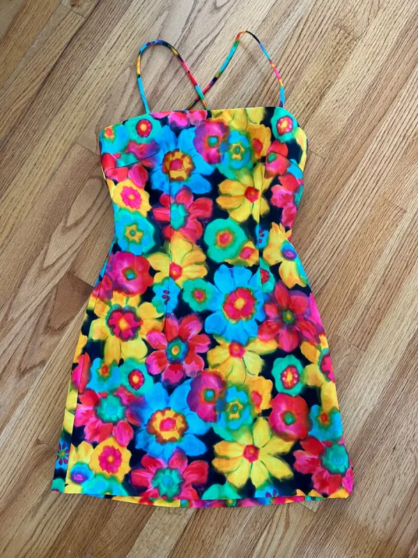VINTAGE: Bright Floral Mini Dress sold by Vanessa Mooney