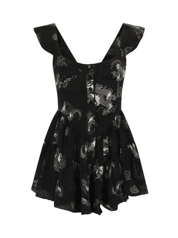 The Elisabeth Romper Dress - Black Dragon Print sold by Vanessa Mooney