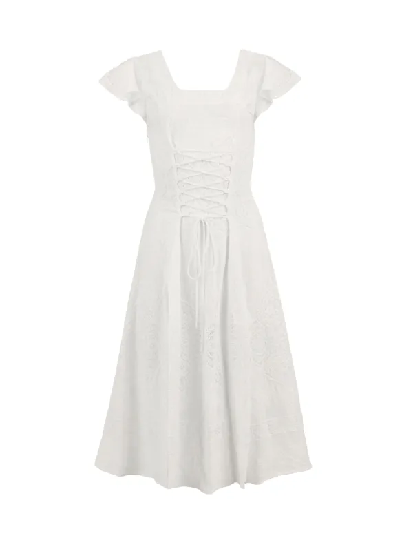 The Claudette Dress - White Crepe sold by Vanessa Mooney