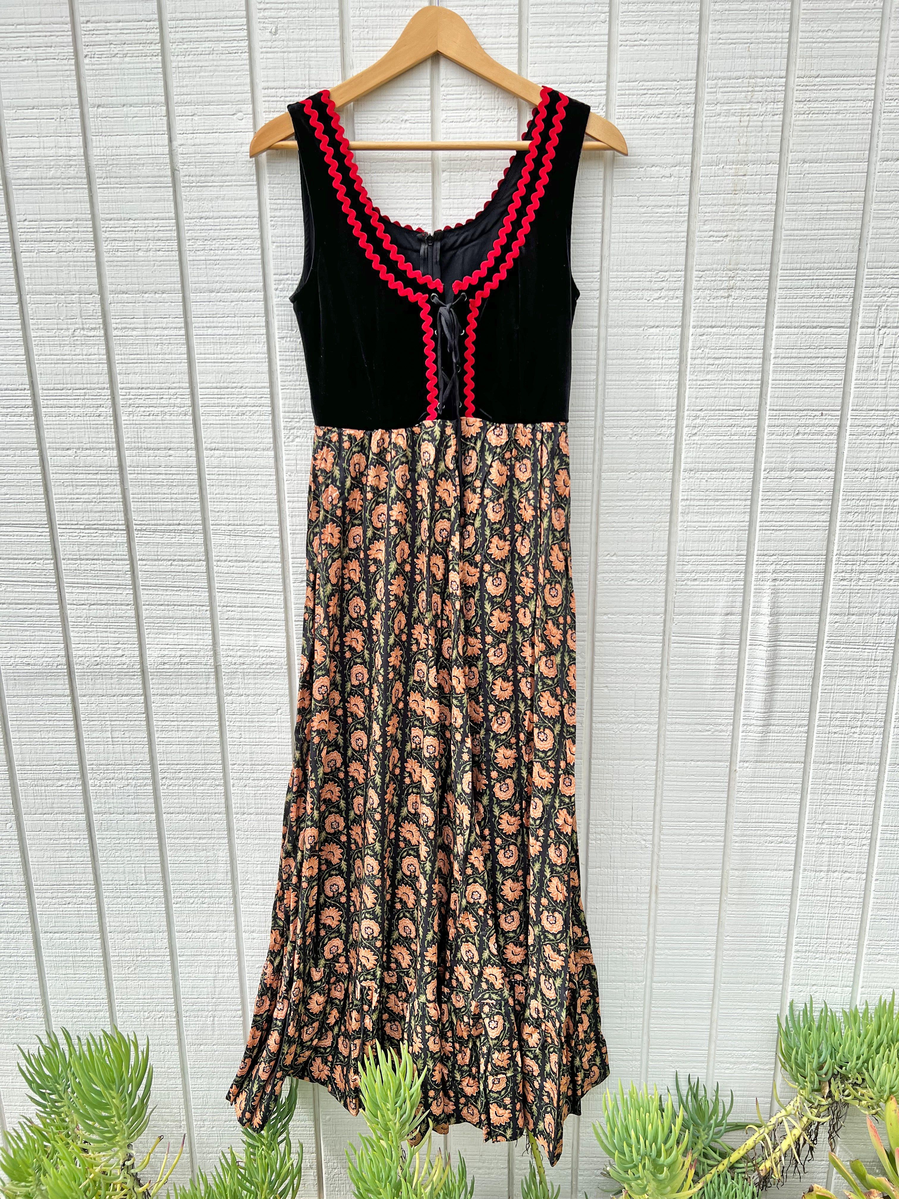 SAMPLE: Black Velvet & Floral Maxi Dress sold by Vanessa Mooney