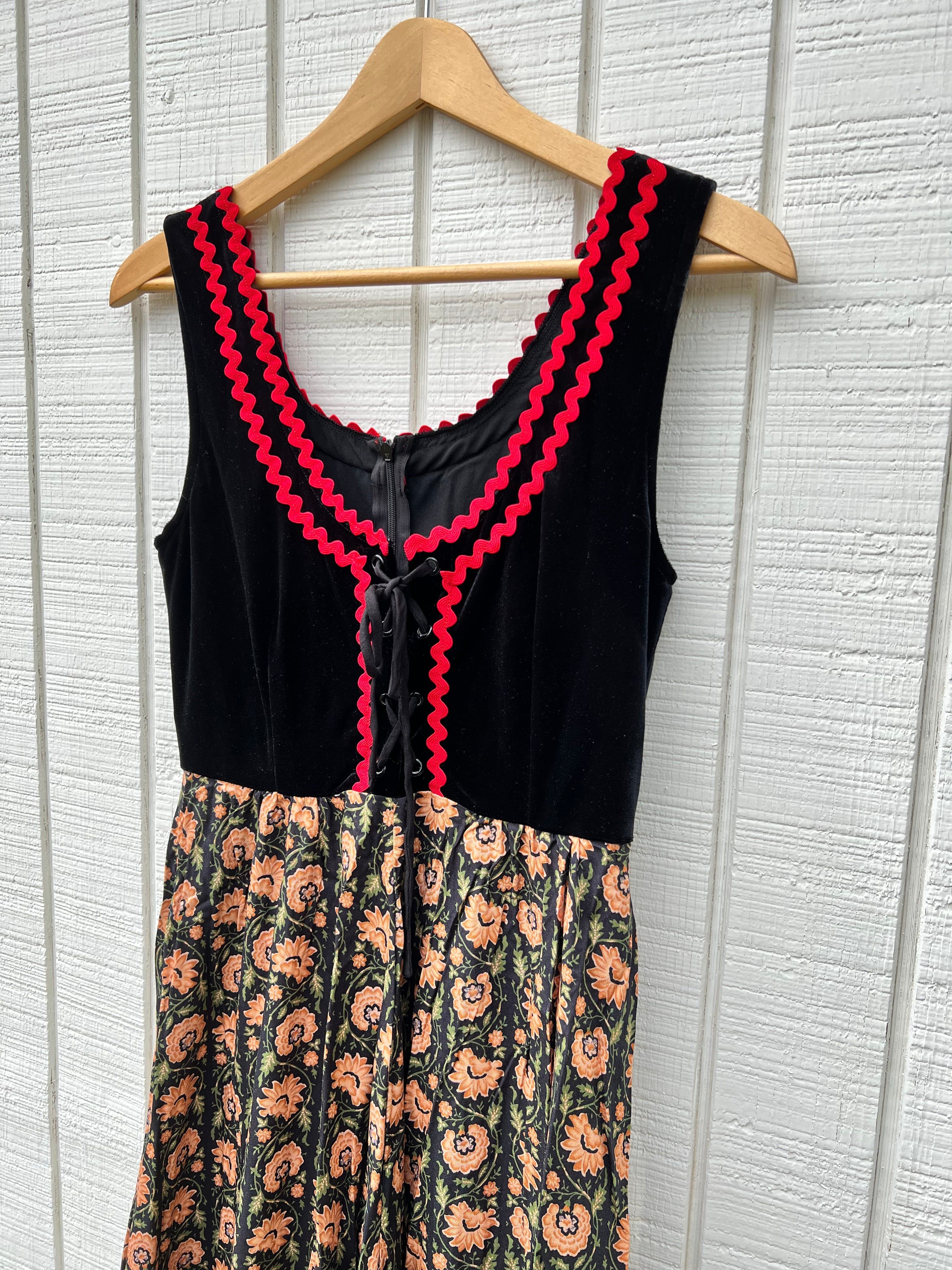 SAMPLE: Black Velvet & Floral Maxi Dress sold by Vanessa Mooney product image thumbnail 2