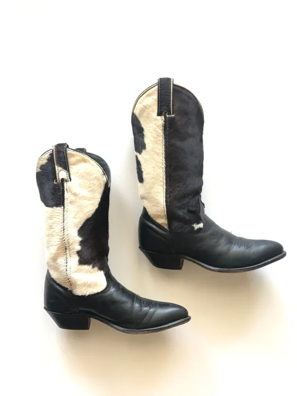 VINTAGE: Western Boots - Cow Print sold by Vanessa Mooney