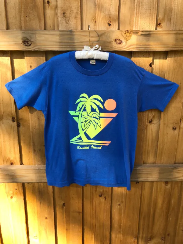 VINTAGE: Blue Neon Graphic T-Shirt sold by Vanessa Mooney