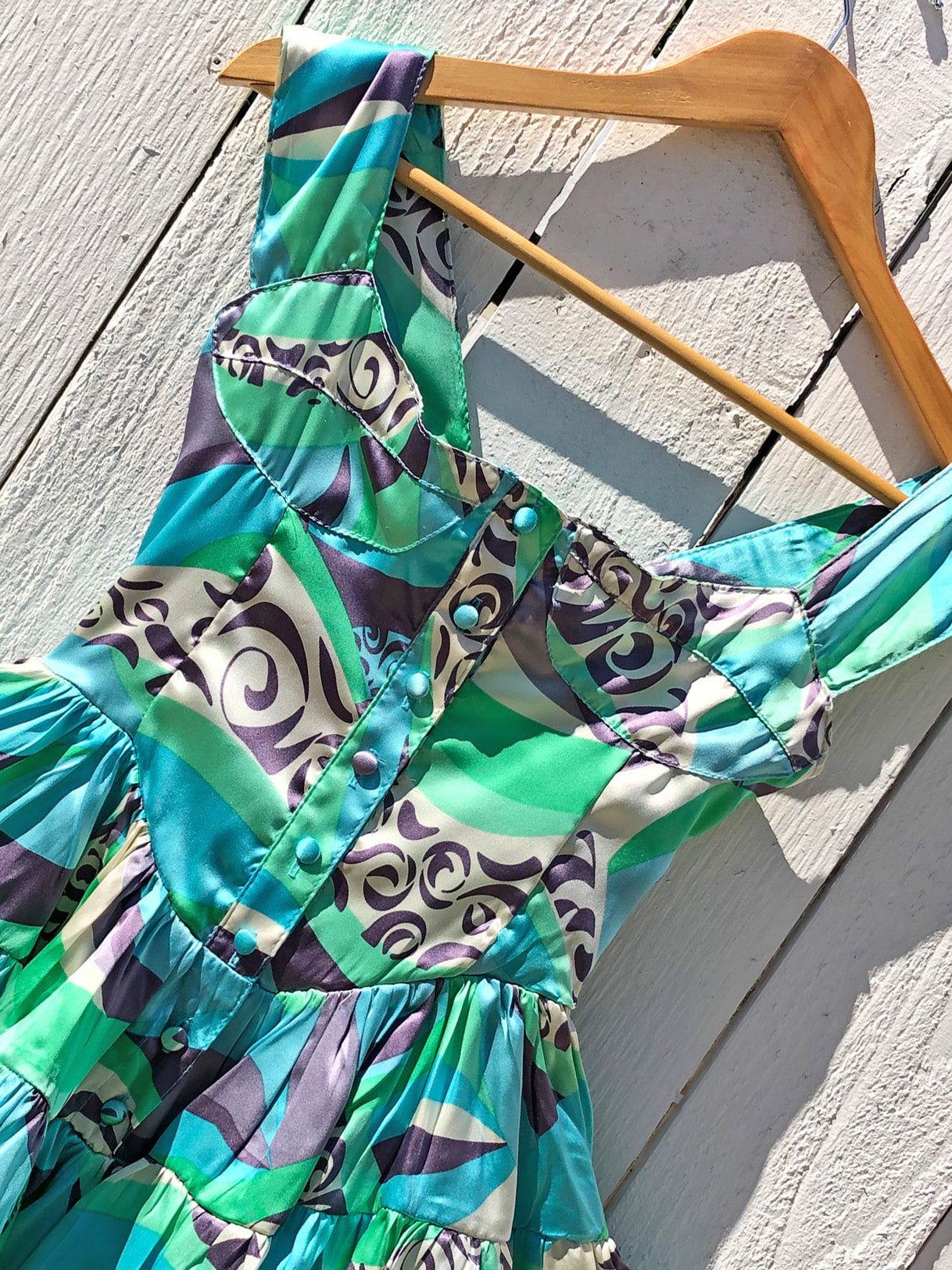 SAMPLE: The Elisabeth Romper Dress - Lavender Mint Silk sold by Vanessa Mooney product image thumbnail 2