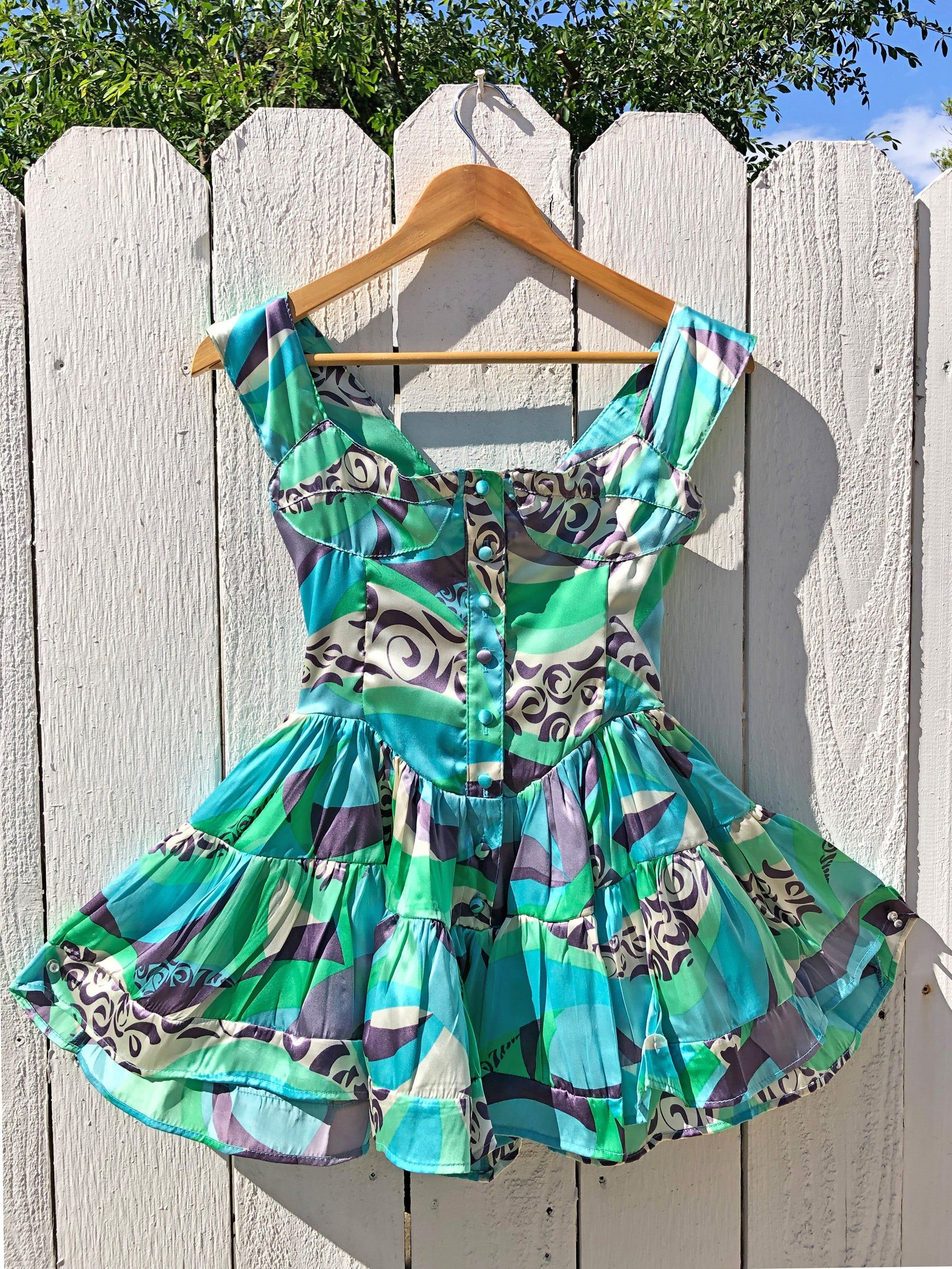 SAMPLE: The Elisabeth Romper Dress - Lavender Mint Silk sold by Vanessa Mooney