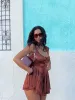 The Elisabeth Romper Dress - Chocolate Satin sold by Vanessa Mooney
