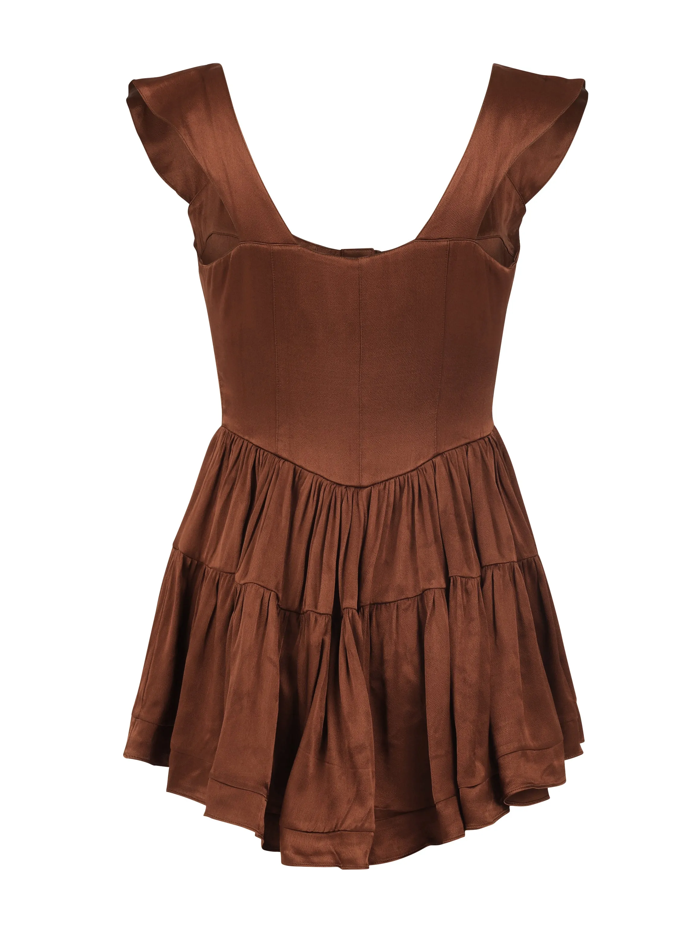 The Elisabeth Romper Dress - Chocolate Satin sold by Vanessa Mooney product image thumbnail 4