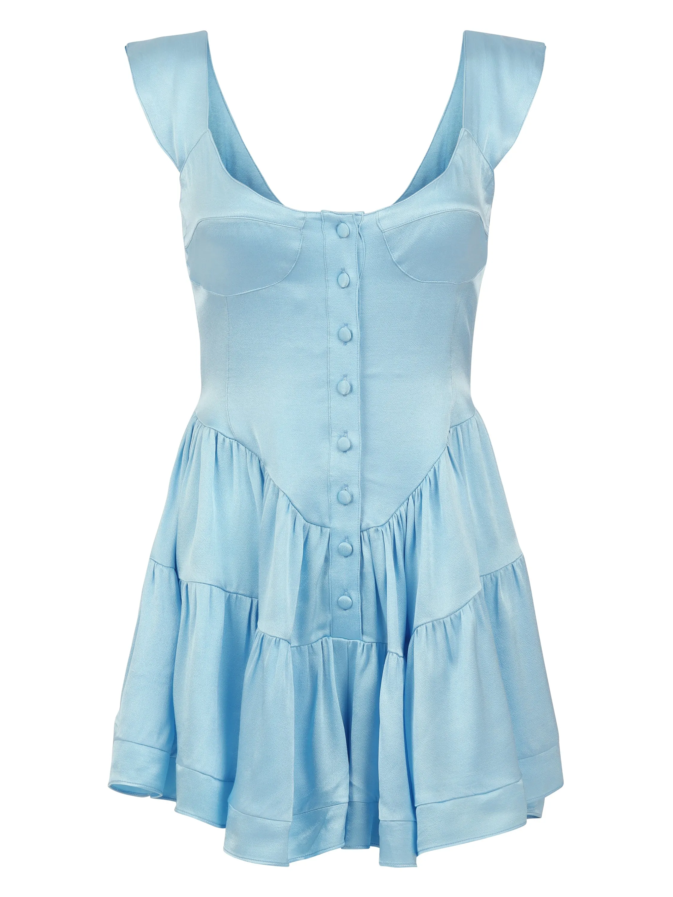 The Elisabeth Romper Dress - Sky Blue Satin sold by Vanessa Mooney