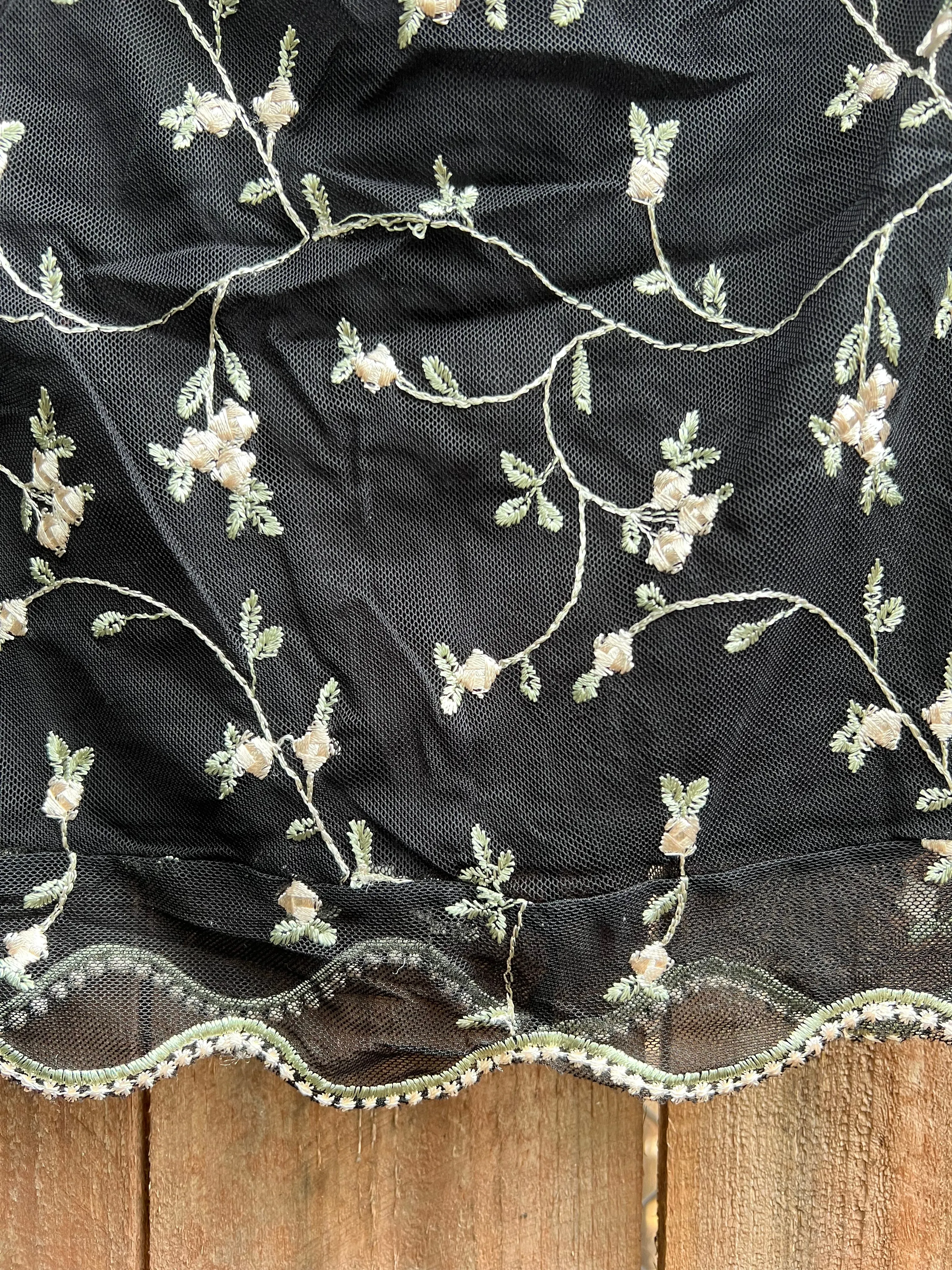 VINTAGE: Mesh Embroidered Mini Skirt sold by Vanessa Mooney product image thumbnail 3