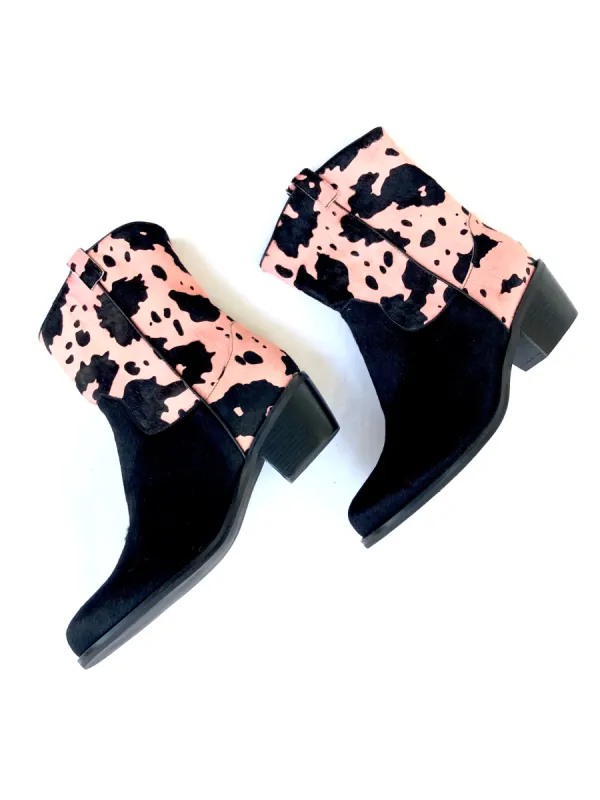 VINTAGE: Pink and Black Cow Hide Cowgirl Boots sold by Vanessa Mooney