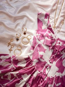SAMPLE: The Elisabeth Romper Dress - Pink & White Silk sold by Vanessa Mooney