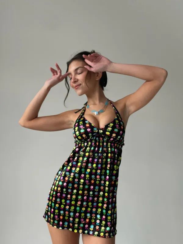 The Sophia Halter Dress - Black Floral sold by Vanessa Mooney