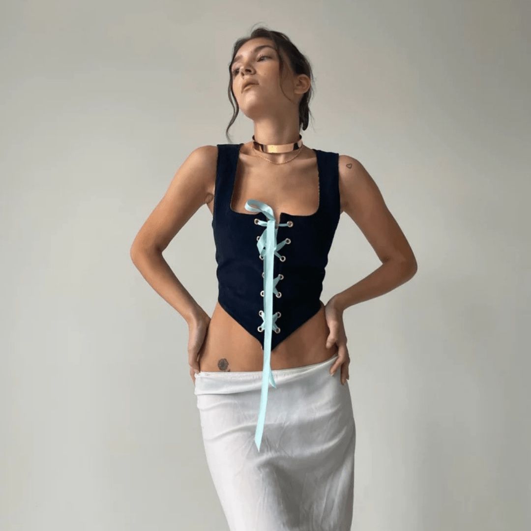 SAMPLE: The Cece Corset Top - Indigo sold by Vanessa Mooney product image thumbnail 7