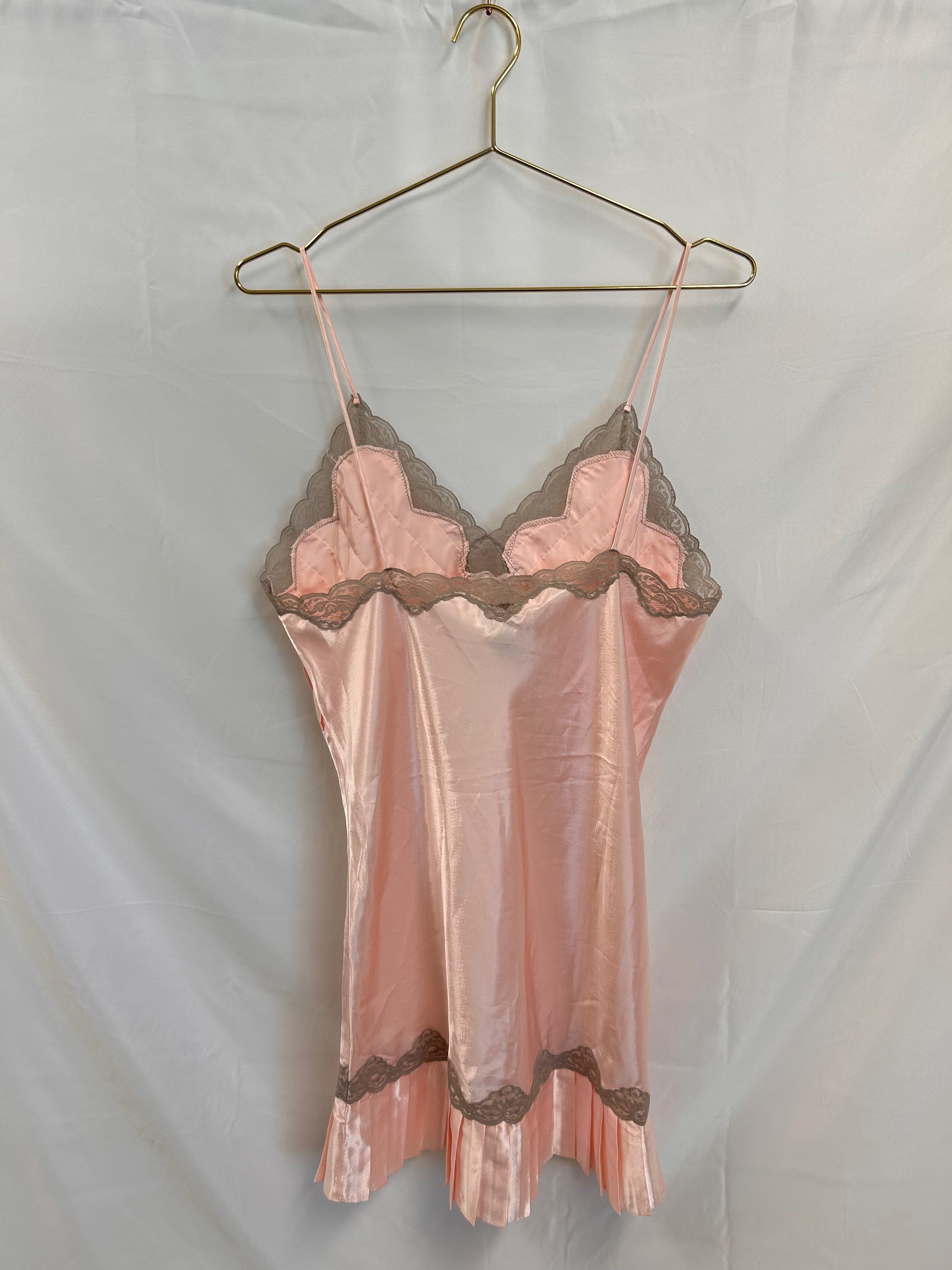 VINTAGE: Victoria’s Secret Baby Pink Mini Slip Dress sold by Vanessa Mooney product image thumbnail 2